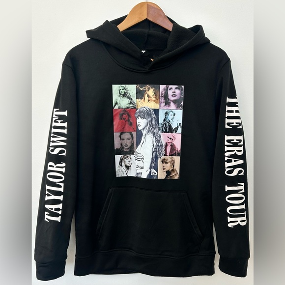 Tops - Taylor Swift Eras Tour Hoodie Black Graphic Swiftie Fan Made XS